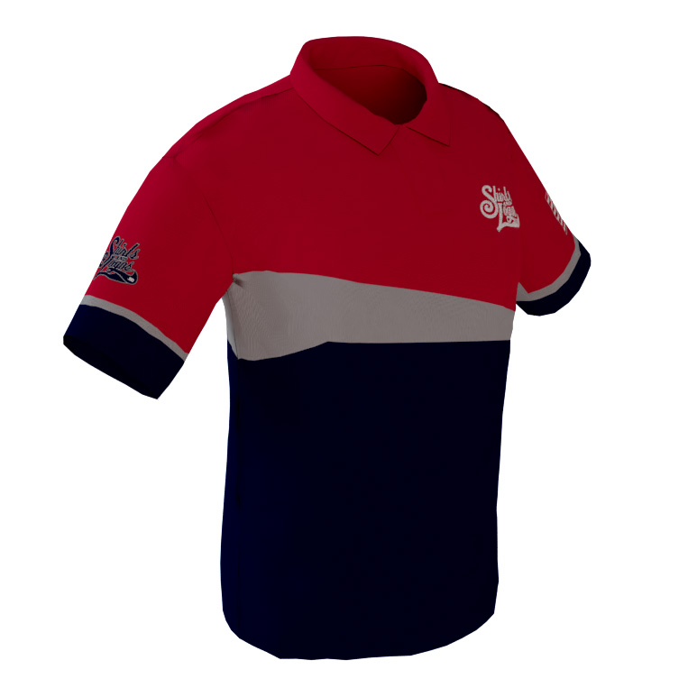 4 The Fallen - Navy, Gray and Red Short Sleeve Polo