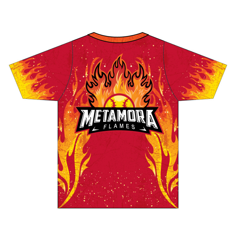 Metamora Flames Fire Red Team Shirt - back