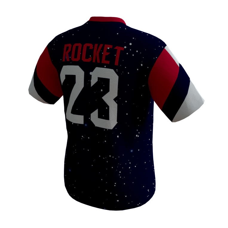 Rocket Arm Mike – Custom Deep Space Game Shirt - back